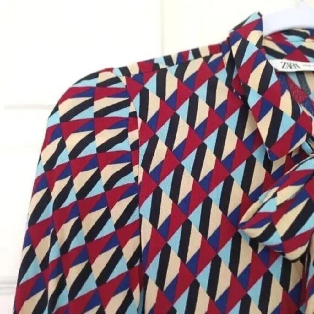 Zara Sussy Geometric Maxi Shirtdress Multicolor XS - Picture 9 of 12